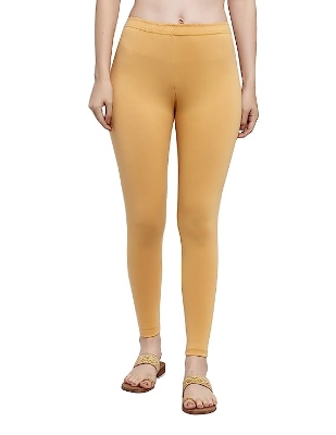 Picture of Brown color Women/Girls Leggings Fabrics Cotton Long Churidar  Ties Pant Leggings 
