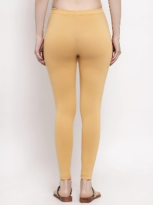 Picture of Brown color Women/Girls Leggings Fabrics Cotton Long Churidar  Ties Pant Leggings 