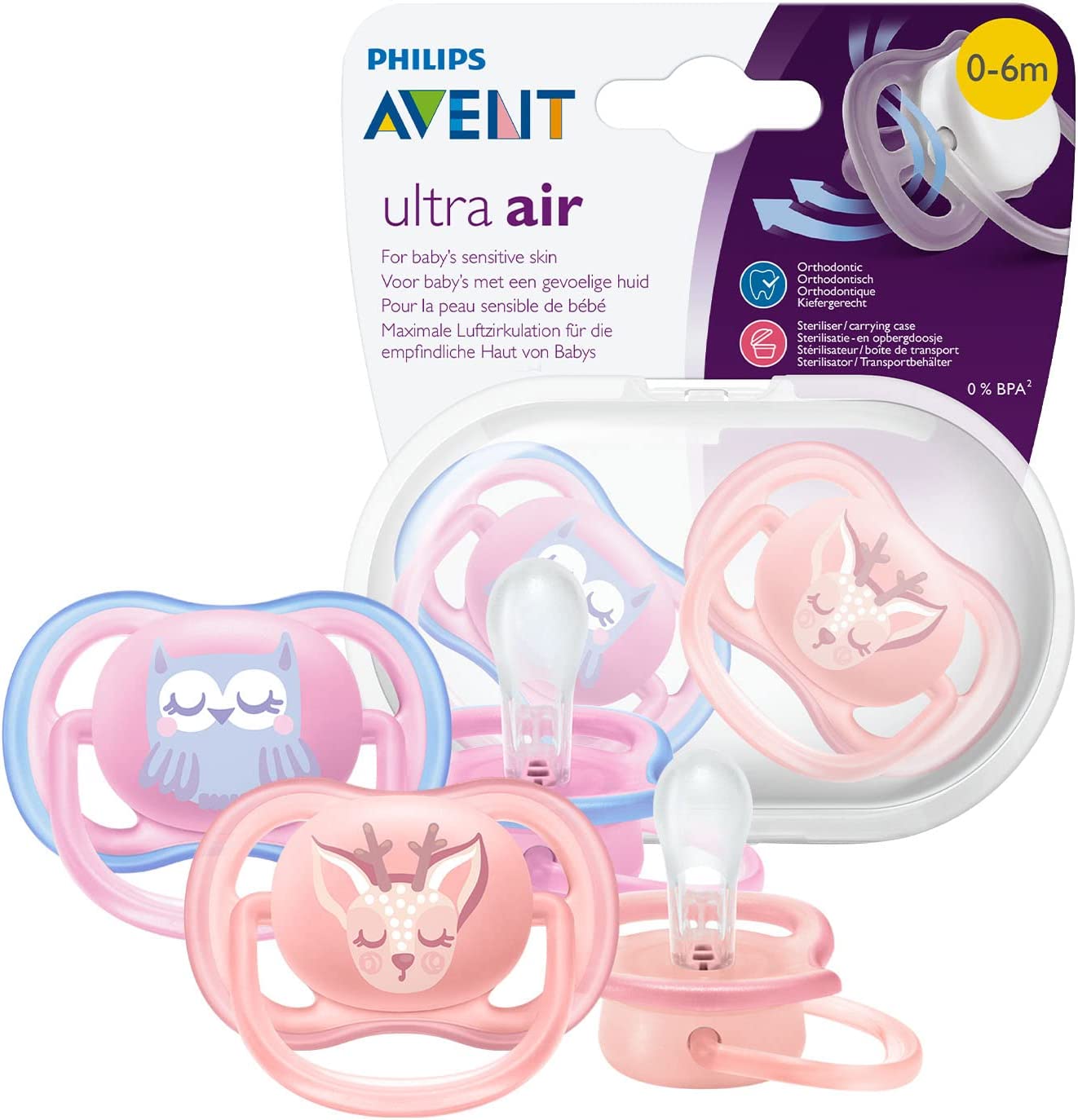 Buy  Philips Avent Ultra Air Pacifier 2 Pack - BPA-Free Dummy for Babies From 0-6 Months (model SCF085/02) at Best Price In Bangladesh