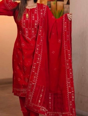 Picture of Three piece/ Salwar Kameez/ Cotton salwar kamiz