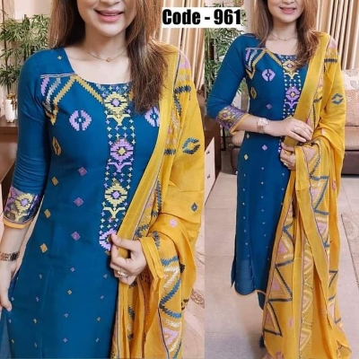 Picture of Three piece/ Salwar Kameez/ Cotton salwar kamiz