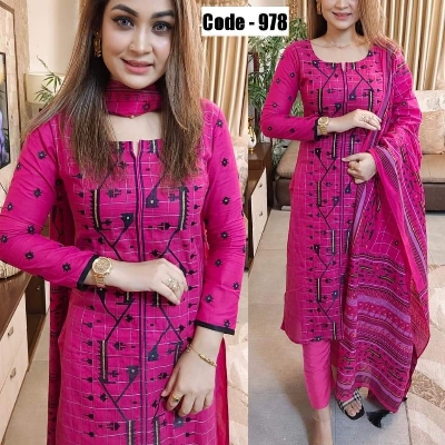 Picture of Three piece/ Salwar Kameez/ Cotton salwar kamiz