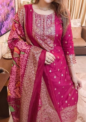 Picture of Three piece/ Salwar Kameez/ Cotton salwar kamiz