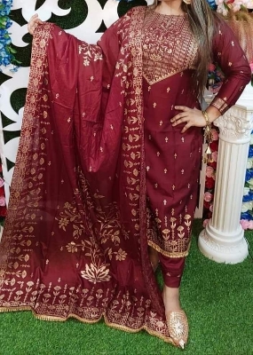 Picture of Three piece/ Salwar Kameez/ Cotton salwar kamiz