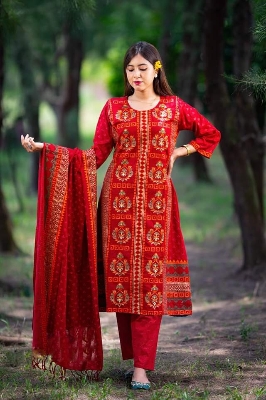 Picture of Three piece/ Salwar Kameez/ Cotton salwar kamiz