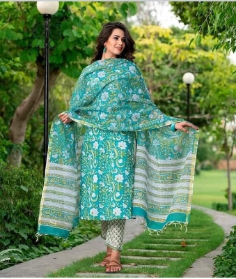 Picture of Three piece/ Salwar Kameez/ Cotton salwar kamiz