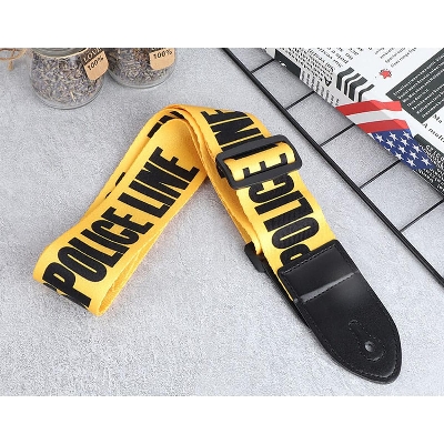 Picture of Yellow Adjustable Polyester Guitar Belt Guitar Strap with PU Leather Ends for Electric Bass Acoustic Guitar Parts Accessories