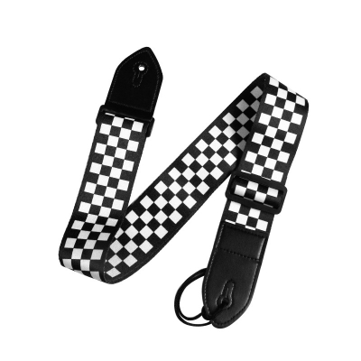 Picture of Black White Plaid Acoustic Guitar Strap For Guitar Bass Acoustic