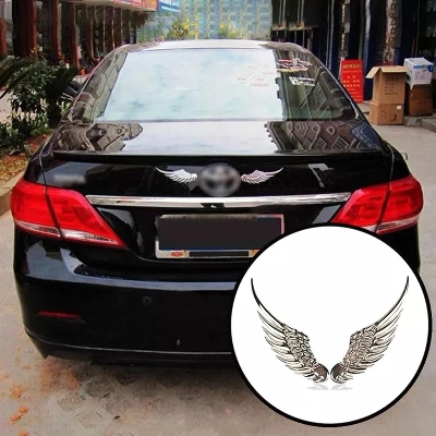 Picture of 1 pair 3D Metal Angel Hawk Wings Emblem Badge Decal Car motorcycle Sticker silver
