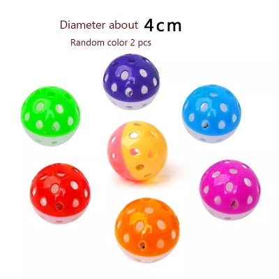 Picture of 2Pcs Colourful Plastic Pet Cat Kitten Play Balls With Jingle Bell