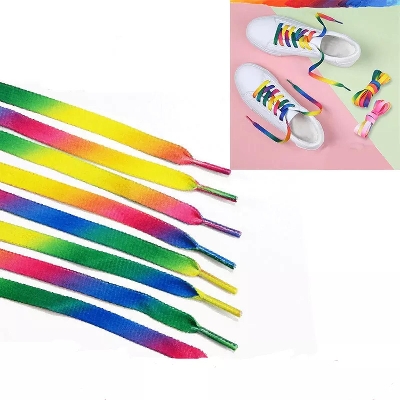 Picture of 1 Pair Rainbow Color Flat Shoelaces