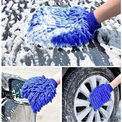 Picture of 1PC Double-sided Microfiber Washable Car Washing Gloves Car Care Cleaning Gloves Cleaning Cloth Towel Mitt Car Accessories