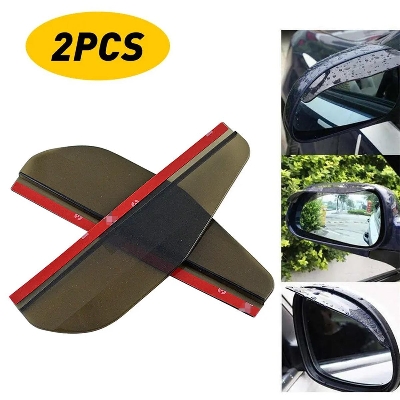 Picture of 2pcs Car Side Mirror Brown Sun Rain Board Flashing Waterproof Visor Rubber Guard