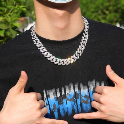 Picture of Hip Hop Iced Out Necklace Men's 18mm Wide Cuban Necklace