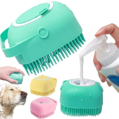 Picture of Silicone Pet Bath Brush Dog SPA Massage Comb Dogs Cats Shower Hair Grooming Comb Dog Cleaning Brush Pet Supplies