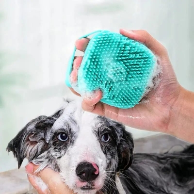 Picture of Silicone Pet Bath Brush Dog SPA Massage Comb Dogs Cats Shower Hair Grooming Comb Dog Cleaning Brush Pet Supplies
