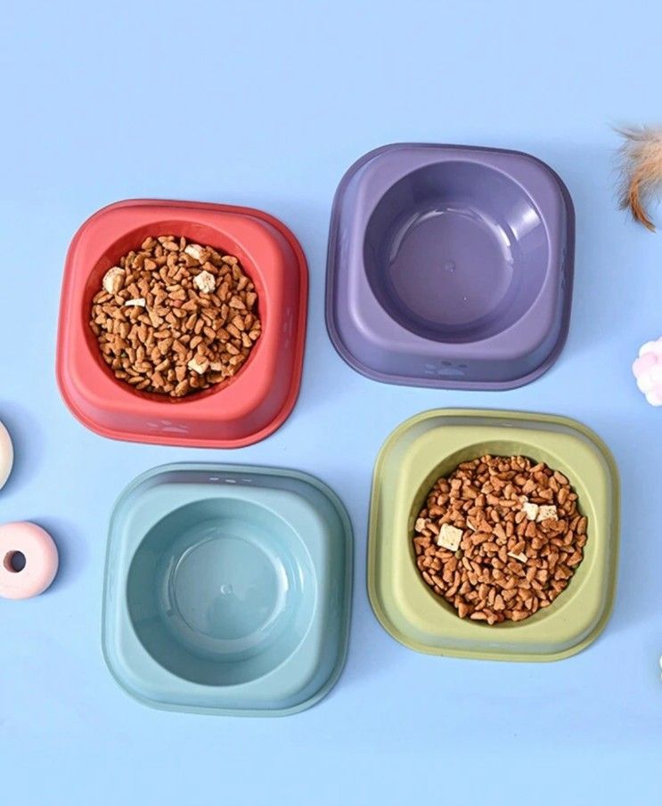 Picture of 1pc Random Color Paw Prints Cat Bowl, Cat Food Plate, Cat Water Dish, Anti-Tipping Design, Pet Feeding Bowl