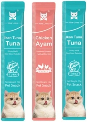 Picture of Cat Creamy Treat Sticks - Wet Cat Food Snacks, 15g Each, Chicken, and Tuna Flavors (3 Pcs, Random Flavor)