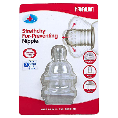 Buy Farlin Stretchy Anti Colic Fur Preventing Nipple for 0M, 3M, 9M Months+ (2 Pcs Pack) at Best Price In Bangladesh