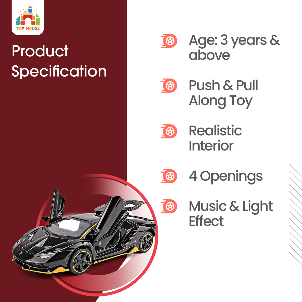 Buy 1:32 Lamborghini Centenario LP770-4 Metal Diecast Alloy Car Toys at Best Price In Bangladesh