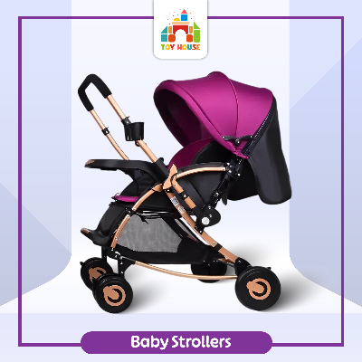 Buy Baby Stroller C3 Pram for Your Baby with Rocking Mood and Adjustable Handle Bar Best Premium Quality Prams Trolly- Magenta and Blue Perfect gift for baby at Best Price In Bangladesh