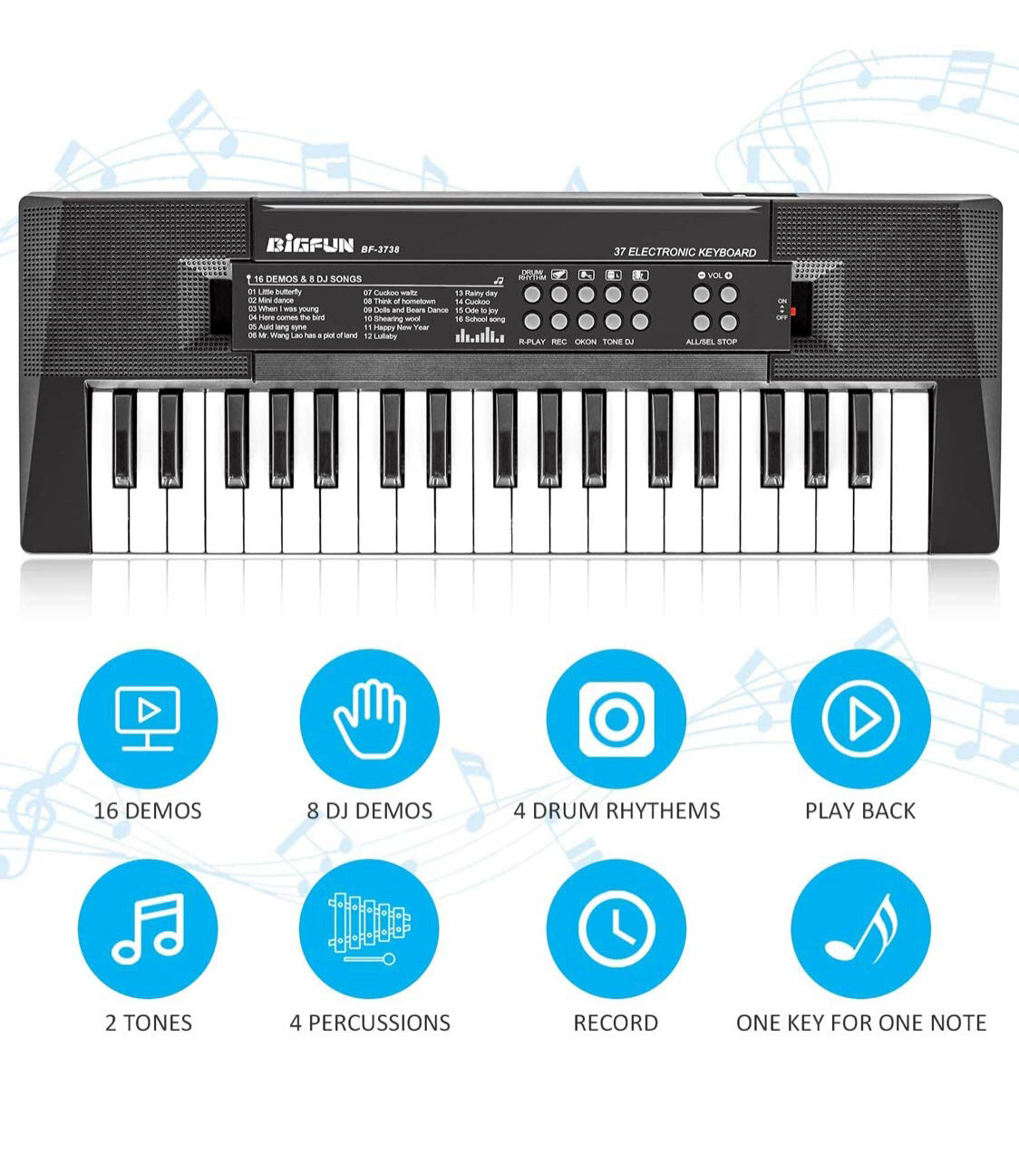 Buy Kids Piano 37 Keys Electronic Music Keyboard with Microphone USB System Educational Musical Toy at Best Price In Bangladesh
