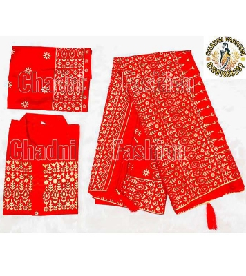 Buy Japani Silk Couple Dress for Men & Women - Red (Saree+Panjabi+Blouse Piece Combo Couple Set) at best price In Bangladesh