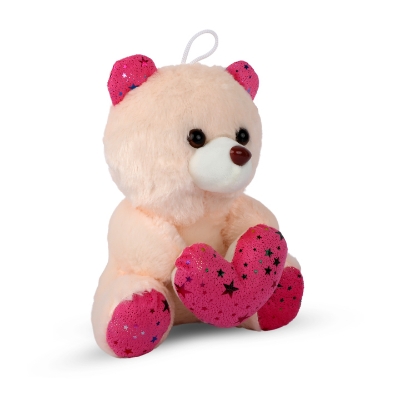 Picture of Cute OffWhite Teddy Bear Stuffed Toy with Pink & Black Heart 