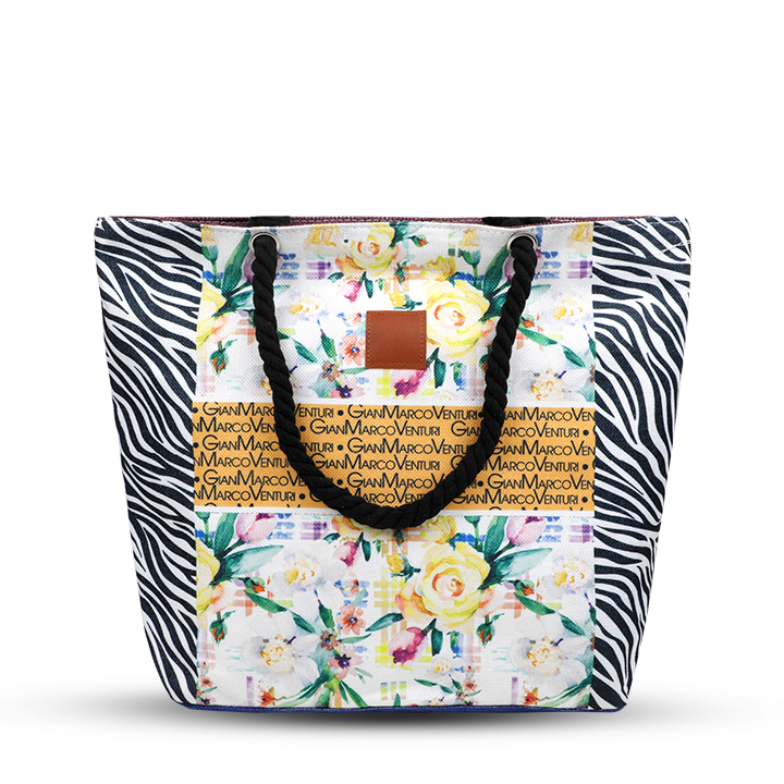 Buy Water Resistant Beach Bag - Floral and Zibra Print Extra Large zippered Beach Tote with Rope Handles at Best Price In Bangladesh