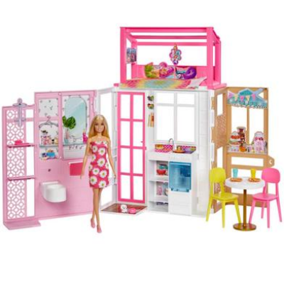 Buy Barbie Dollhouse with Doll and pet 2 Levels and 4 Play Areas Fully Furnished for kids-HCD48 at Best Price In Bangladesh