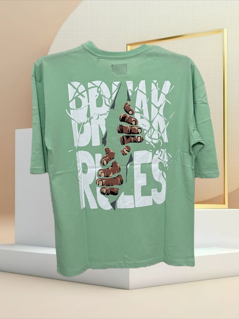 Buy Premium Break Rules Printed Navy Blue Color Drop Shoulder T-Shirt For Men (Printed Drop Shoulder T-Shirt For Men) at Best in Bangladesh