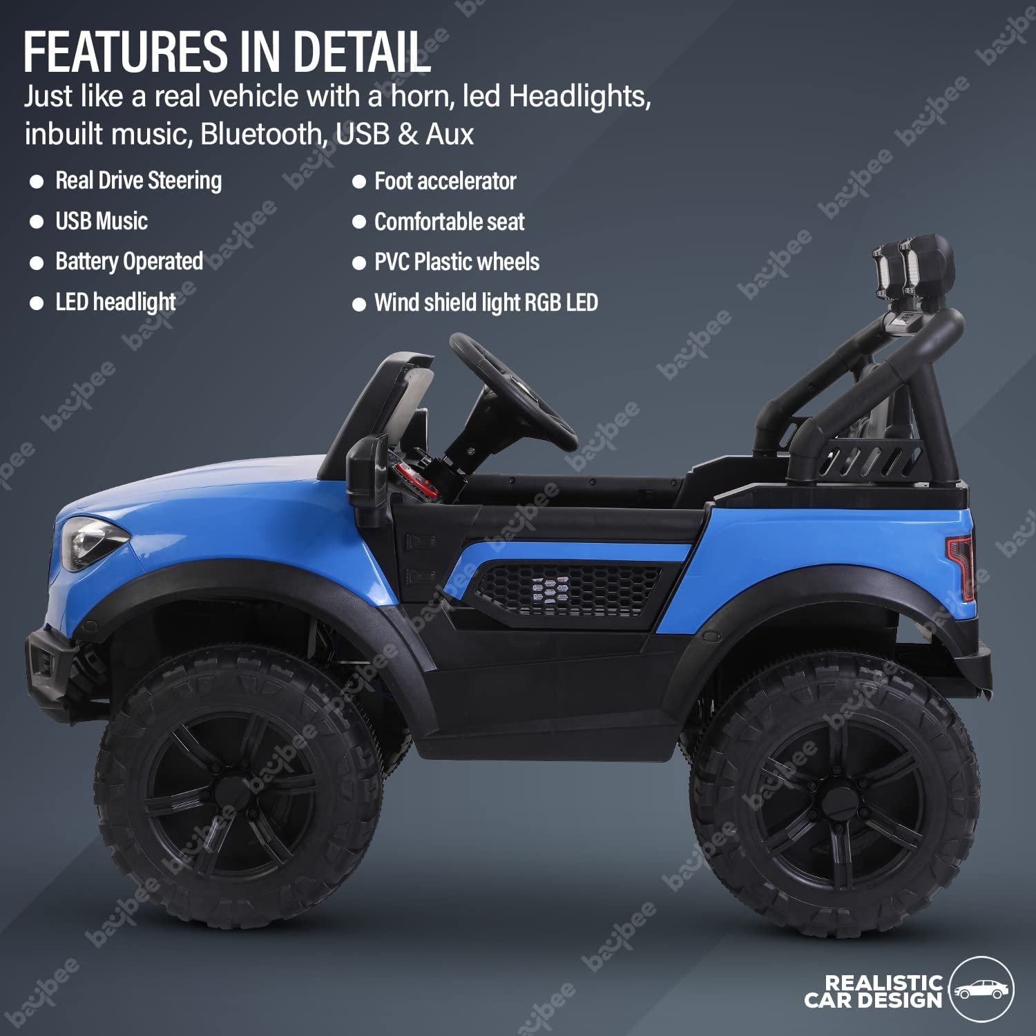 Buy GoodLuck Baybee Kids Battery Operated Car Jeep Rechargeable Car for Kids Electric car for Baby Ride On Toy Car with R/C for Boys & Girls Kids 3 to 8 Years-Benzee Blue at Best Price In Bangladesh