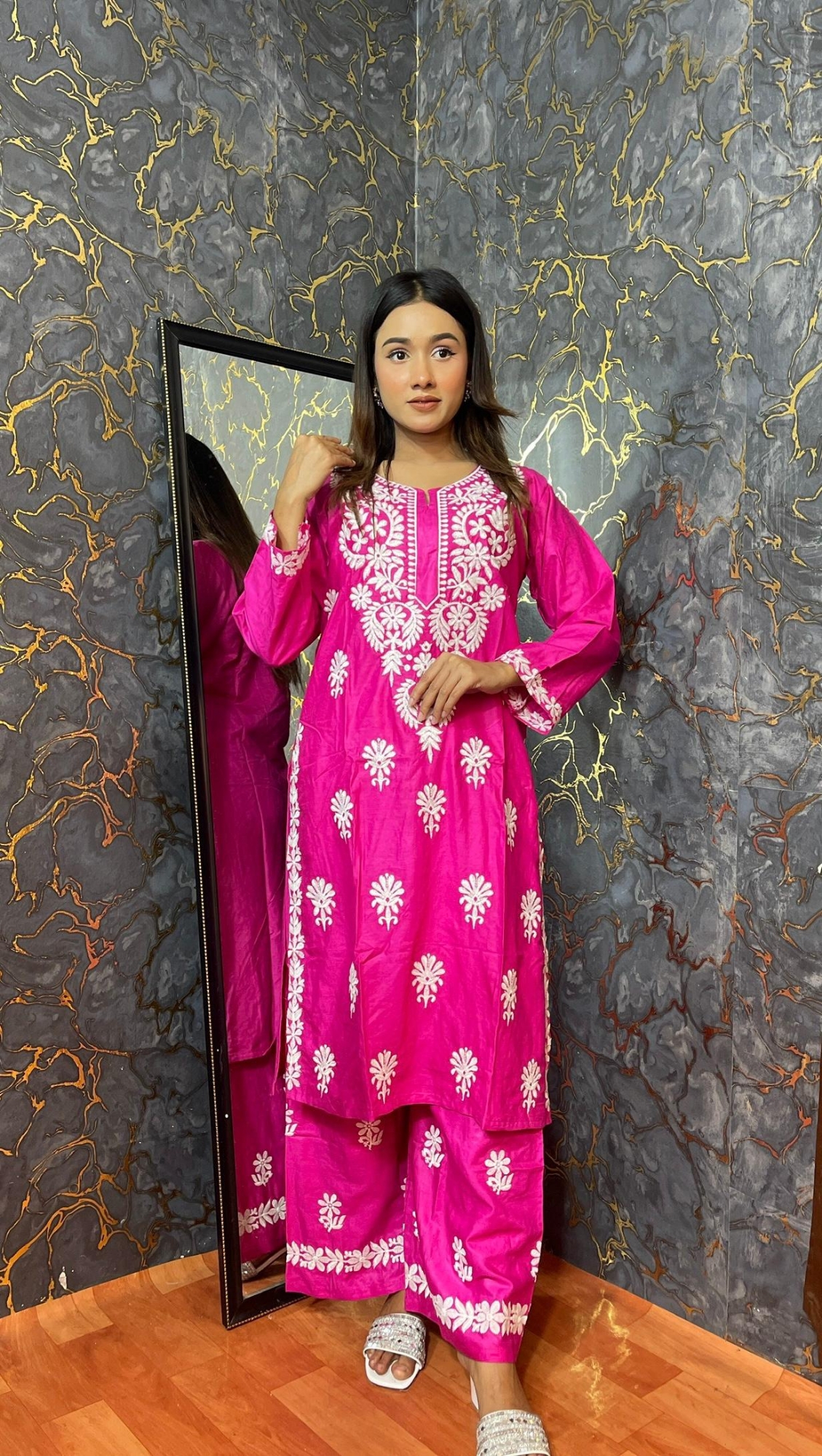 Buy Lucknow Embroidery Work Readymade 2-pcs Short Kmeez Salwar Kameez For Women D-02  Piece at Price In Bangladesh