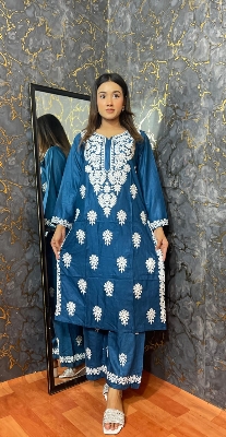 Buy Lucknow Embroidery Work Readymade 2-pcs Short Kmeez Salwar Kameez For Women D-02  Piece at Price In Bangladesh