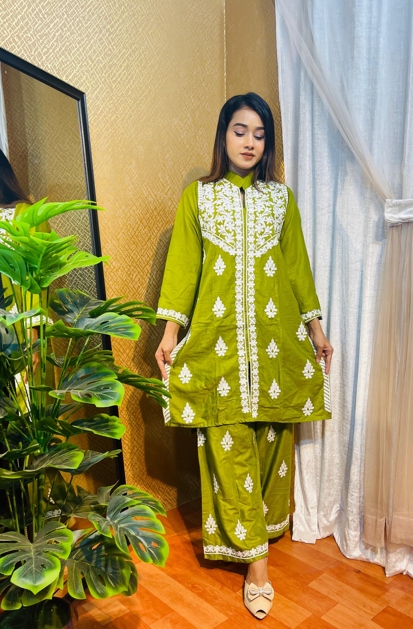 Buy Lucknow Embroidery Work Readymade 2-pcs Short Kmeez Salwar Kameez For Women  Piece at Price In Bangladesh