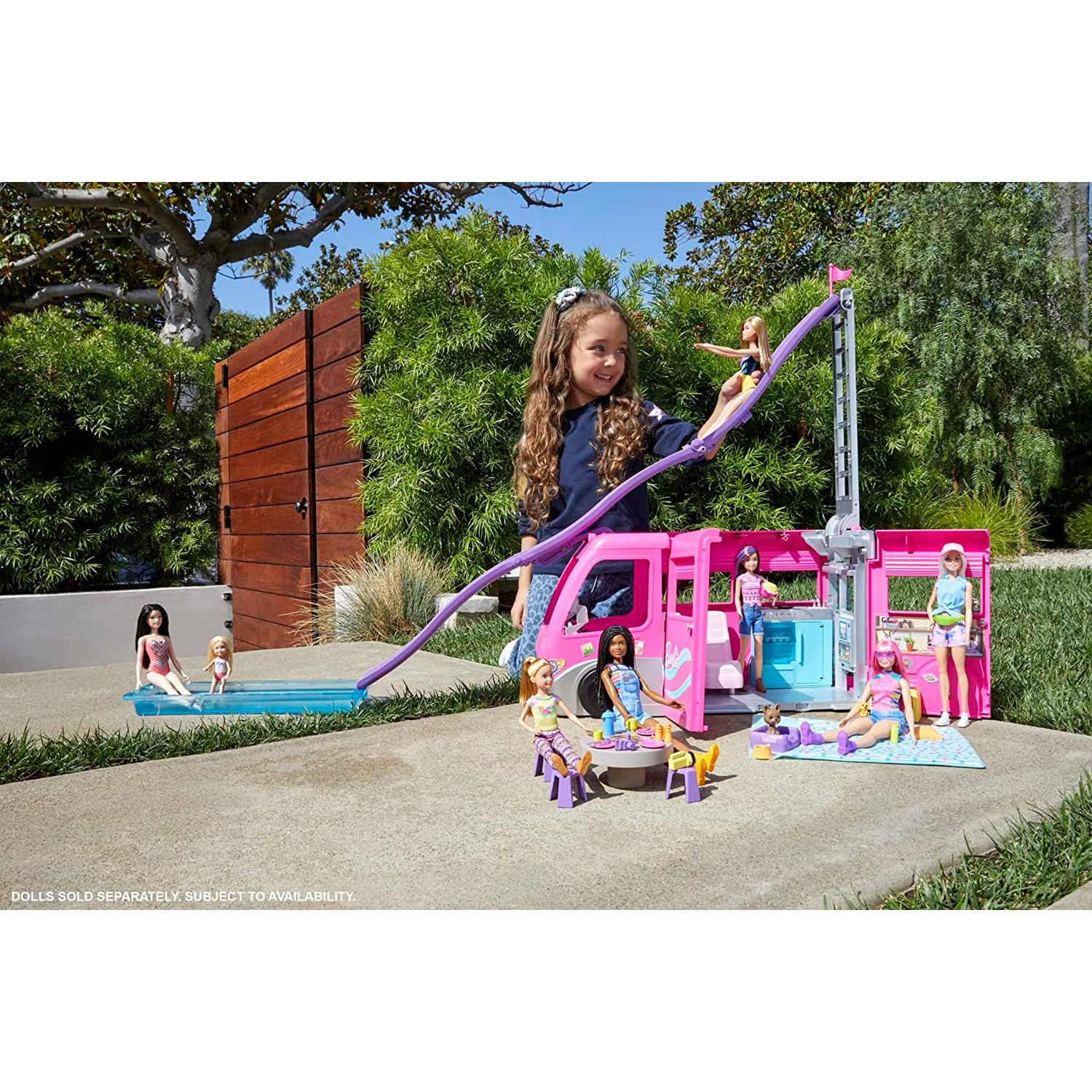 Buy Barbie DreamCamper Toy Playset with Over 60 Barbie Accessories and Furniture Pieces and 7 Play Areas Including Pool and Slide-HCD46 at Best Price In Bangladesh