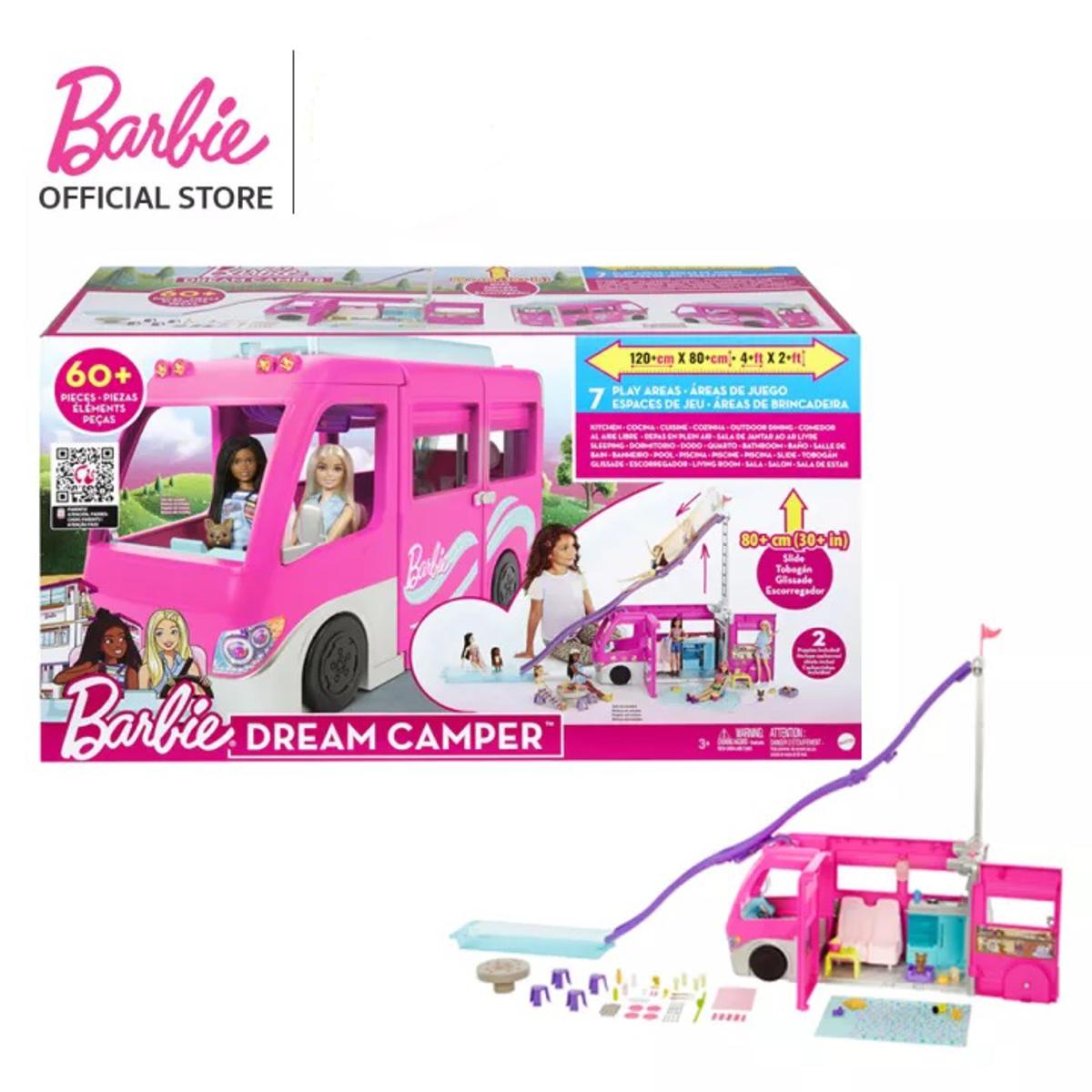 Buy Barbie DreamCamper Toy Playset with Over 60 Barbie Accessories and Furniture Pieces and 7 Play Areas Including Pool and Slide-HCD46 at Best Price In Bangladesh