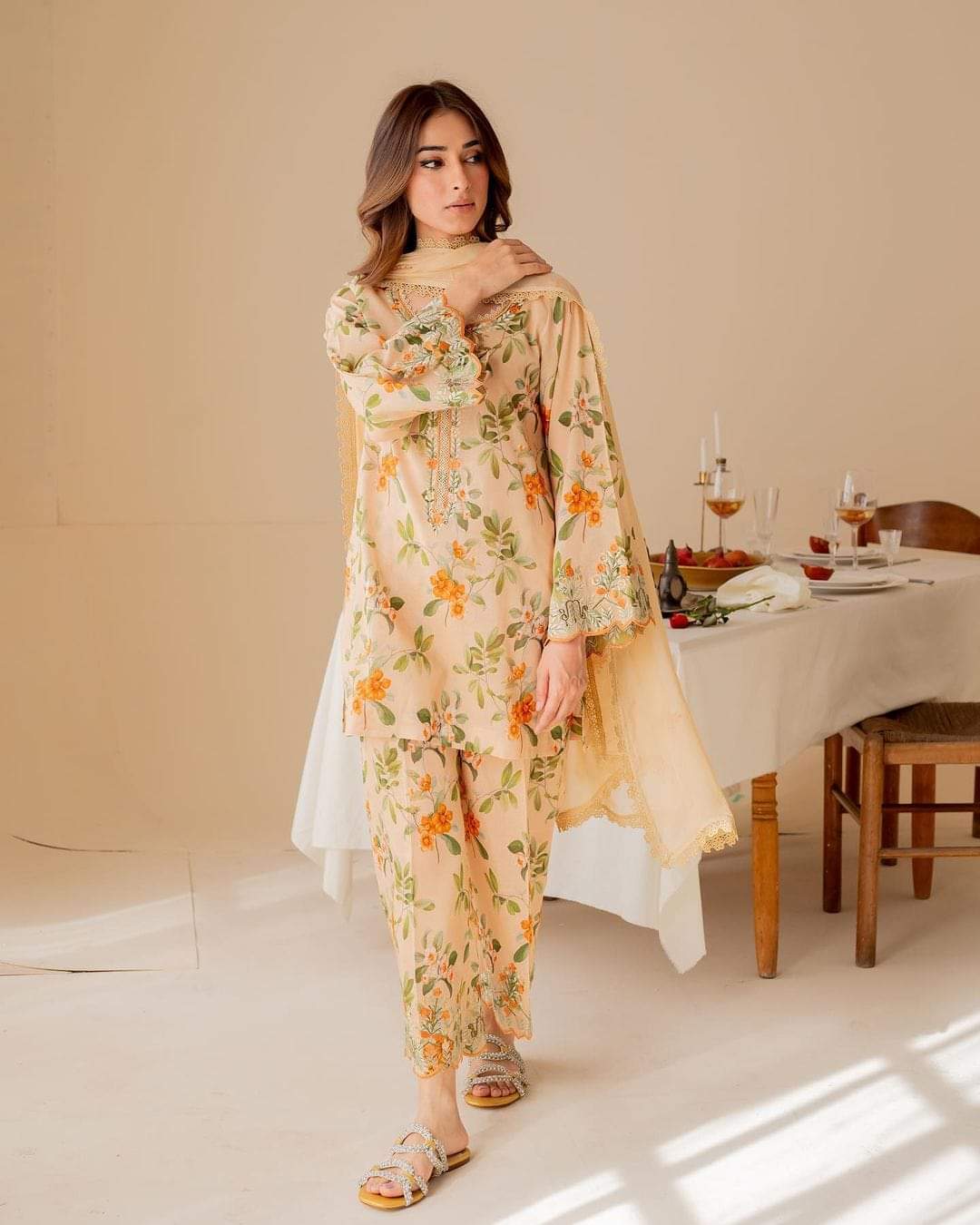 Buy AC cotton Readymade Three Piece Collection With Computer Embroidery, Lace and Screen Print Work  Piece at Price In Bangladesh