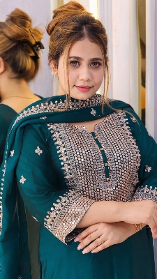 Buy Linen Readymade Three Piece Zari Thread Work on Body Computer Sequence Work Cotton Orna   Piece at Price In Bangladesh