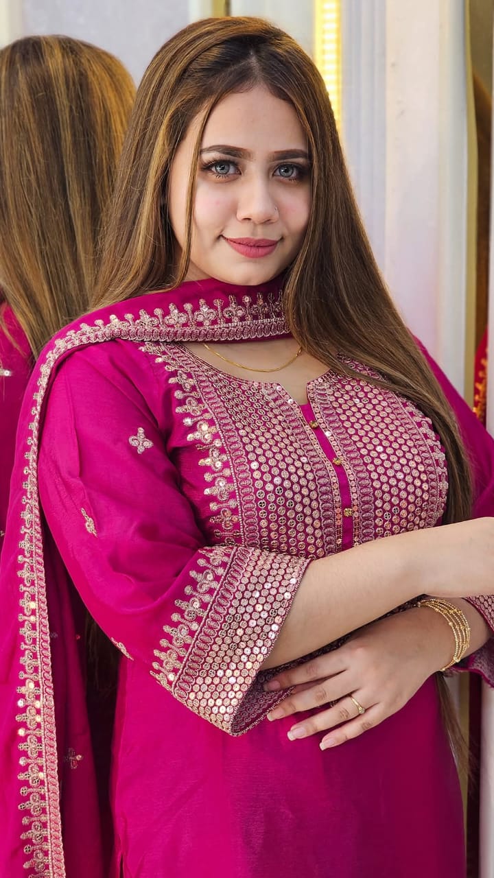 Buy Linen Readymade Three Piece Zari Thread Work on Body Computer Sequence Work Cotton Orna   Piece at Price In Bangladesh