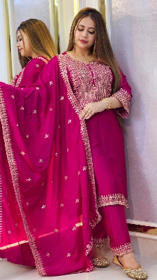 Buy Linen Readymade Three Piece Zari Thread Work on Body Computer Sequence Work Cotton Orna   Piece at Price In Bangladesh