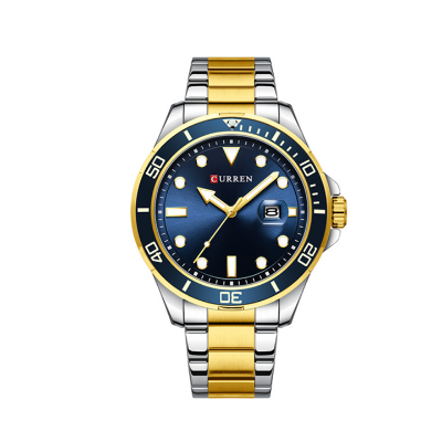 Picture of Curren 8388 Stainless Steel Watch for Men - Gold Blue