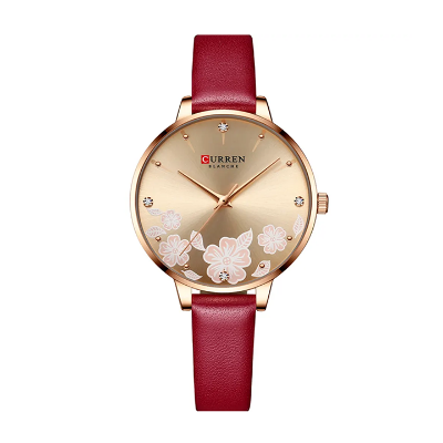 Picture of Curren 9068 Luxury Leather Strap Ladies Watch - Red