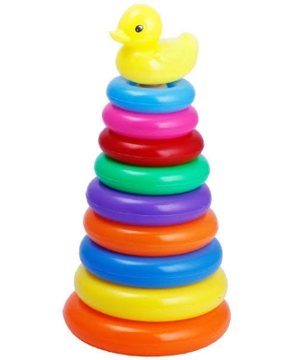 Picture of Plastic Baby Kids Stacking Stack Up Educational Toy Rainbow Ring Tower