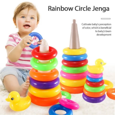 Picture of Plastic Baby Kids Stacking Stack Up Educational Toy Rainbow Ring Tower