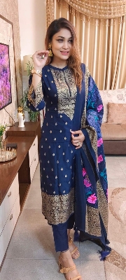 Picture of Unstitched Cotton Three Piece-Shalwer Kameez For Women