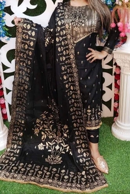 Picture of Unstitched Cotton Three Piece-Shalwer Kameez For Women