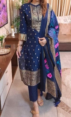 Picture of Unstitched Cotton Three Piece-Shalwer Kameez For Women