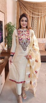 Picture of Unstitched Cotton Three Piece-Shalwer Kameez For Women