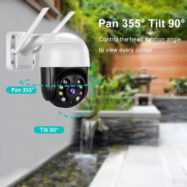 Picture of Vision WIFI PTZ Camera- PTZ Xtreme Waterproof IP66 with Auto Tracking Technology and Rotation 355 Degree and Tilt 90 Degree , Support 128GB TF Memory Card  and Cloud Storage and Very Easy Installation 
